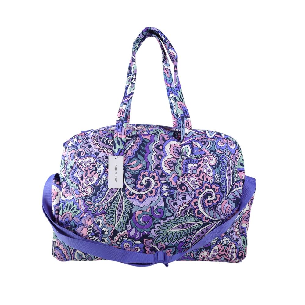 Vera Bradley Large Cotton Quilted Weekender Travel Bag - Floral Swirls - NWT